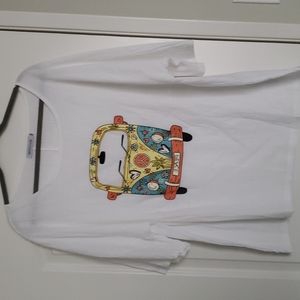 White guaze  boho print blouse, light weight, size  states 4X, fits like L/XL